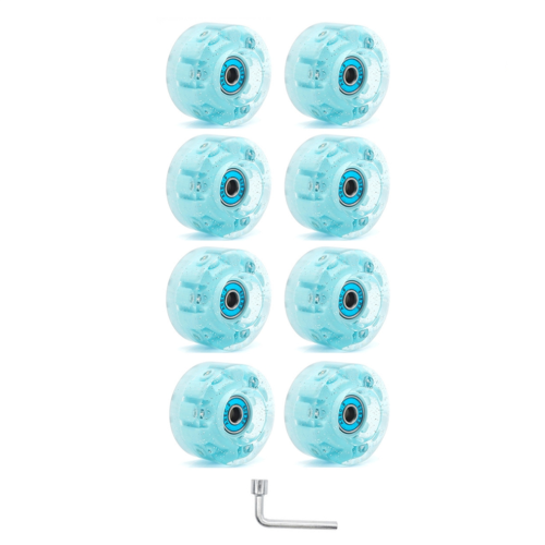 8 Piece Glitter Light Up Roller Luminous Skate Wheel Blue 1