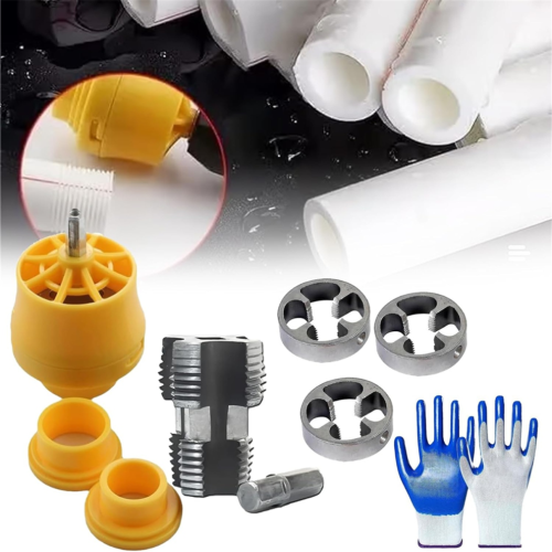 Electric Drill Compatible PVC Pipe Threader Kit with Various Die Size 1