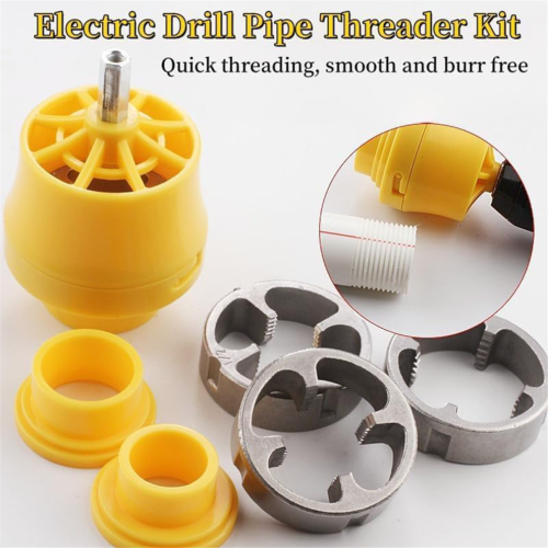 Electric Drill Compatible PVC Pipe Threader Kit with Various Die Size 2