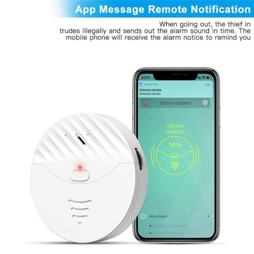 2X Tuya Smart WiFi Alarm Door and Window Vibration Sensor(White) 2