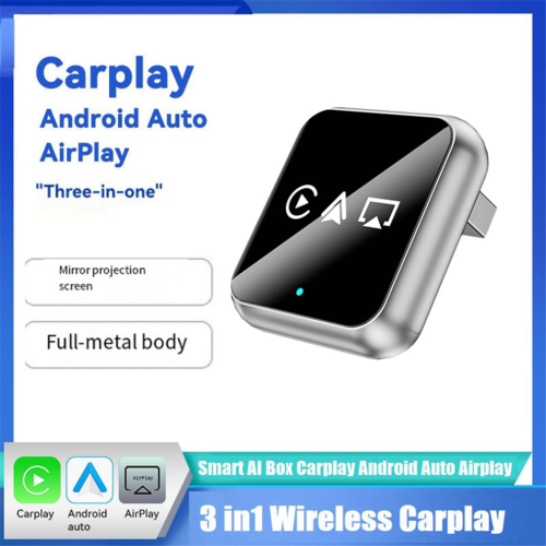 Smart AI Carplay Wireless Adapter Airplay Android Auto 3 in 1 A 1