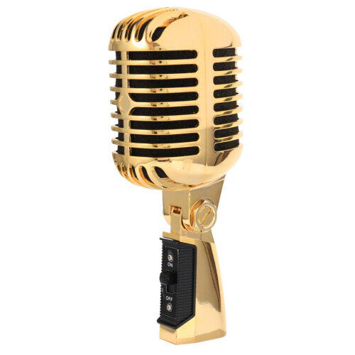 Microfono classico vintage professionale con cavo (oro) 1