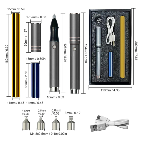 Ensemble de stylos chauffants USB gris 1