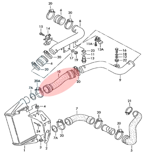 Durite de radiateur turbocompressée 3B0145834R pour 2