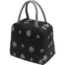 Sac à lunch à triple isolation, design élégant et matériau résistant à l'eau conforme aux normes FDA, pour femmes et hommes (Noir Marguerite