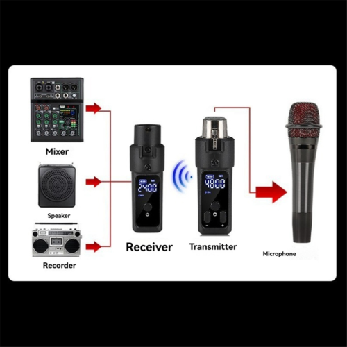Convertitore per microfono wireless UHF XLR, trasmettitore ricaricabile 48V