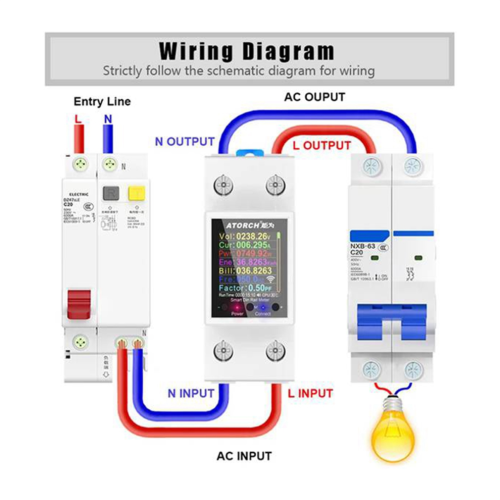 ATORCH GR2PW Electricity Meter Tuya WiFi Rail Power Energy Meter