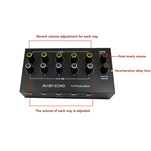 5-Channel Audio Mixer Portable Mini Microphone Extender B 2