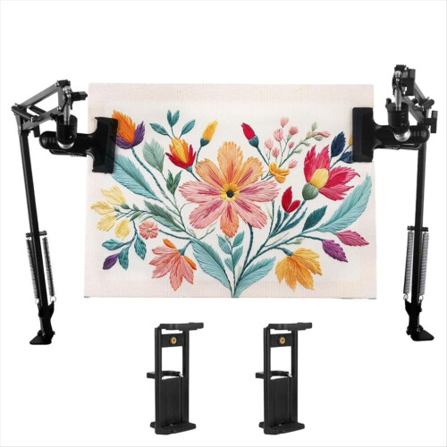2 Pieces Black Adjustable Embroidery Hoop Stand for Handiwork 1
