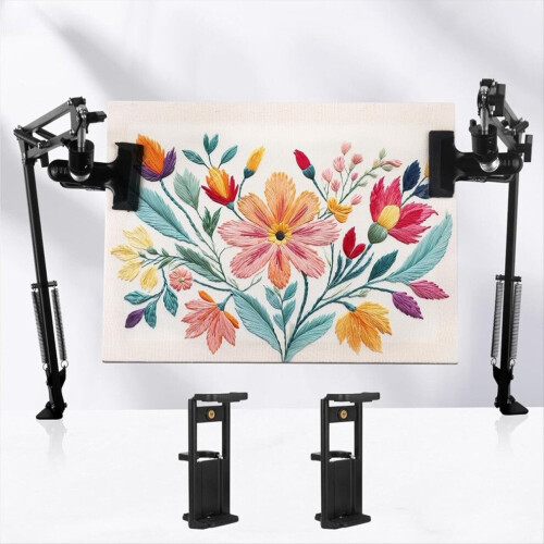 2 Pieces Black Adjustable Embroidery Hoop Stand for Handiwork 2