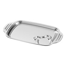 Assiette de service pratique en acier inoxydable,-deux carrés