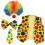 5-pack clownkostymset clownperuk näsväst 1