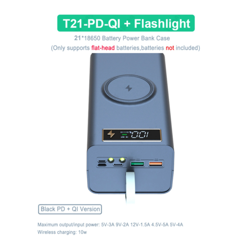 2 τεμάχια κουτί αποθήκευσης μπαταριών 21X18650 LED φως PD γρήγορη φόρ 1