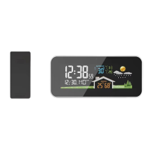 Trådlös väderstation i trä väckarklocka digital termometer