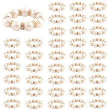 100 anillos para servilletas con perlas de imitación y diamantes de imitación