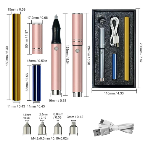 Σετ θερμαινόμενων στυλό USB με θερμαντικό φύλλο, ροζ 1