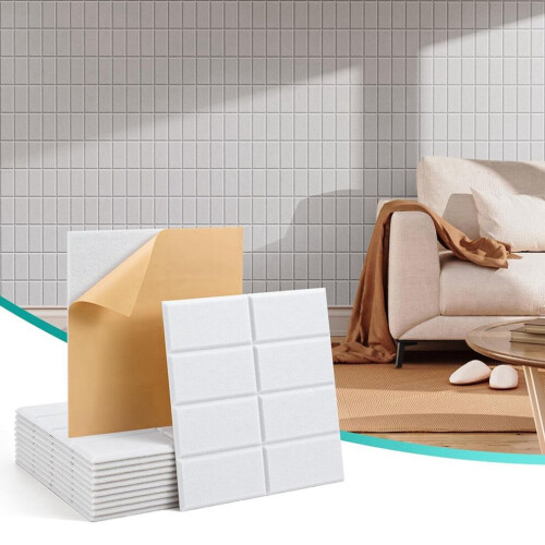 12 Pack Acoustic Panels Self-Adhesive White 1