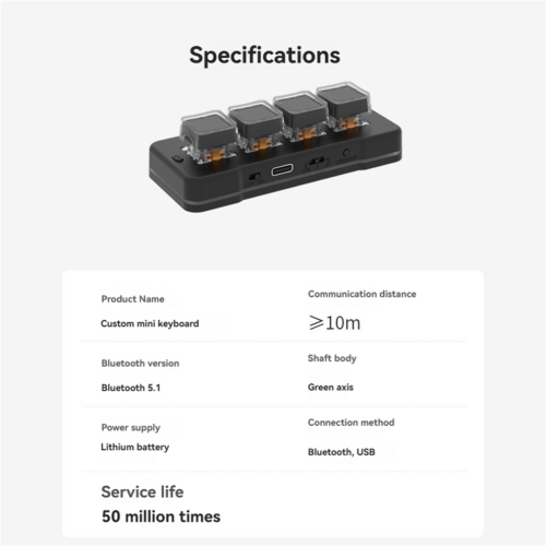 MK424BT 4-Key Mini Customized Keyboard With Mechanical Switch Black 2