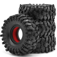 4 pneus rouges pour camion crawler RC 1/10 AXIAL SCX10 WRAITH