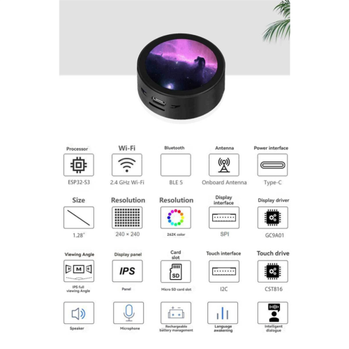 For XiaoZhi AI Voice Chat Robot Box 1.28 Inch LCD Display 2
