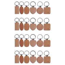 20 porte-clés en bois vierges à personnaliser soi-même, étiquettes anti-perte (modèles assortis)