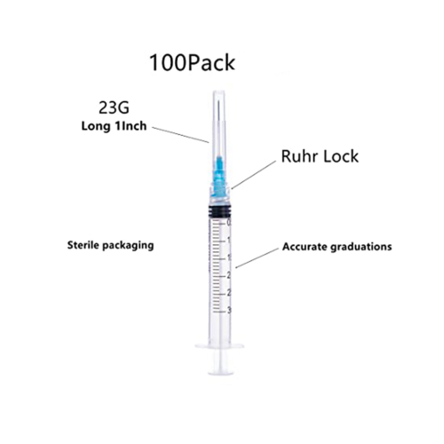 3Ml Syringe with 23G 1In Needle - Disposable Individual Packaging 1