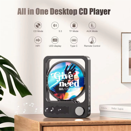 Φορητό ηχείο Bluetooth για επιτραπέζιο CD player, στερεοφωνικό ηχε 2