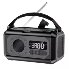 12000mAh solcellsväderradio med handvev AM/FM/NOAA, svart