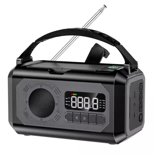 Ραδιόφωνο Καιρού AM/FM/NOAA με Ηλιακή Στροφαλοφόρο 12000mAh, Μαύρο