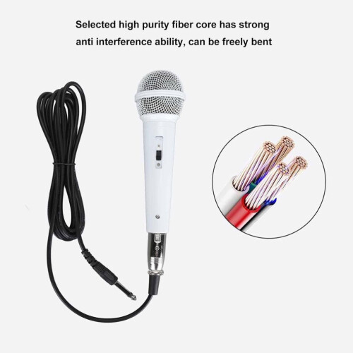 Wired Microphone, Dynamic Vocal Microphone For Singing, 140 dB SPL, High Sensitivity, Ergonomic, White 2