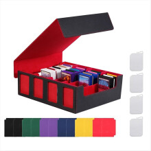 Scatola porta carte collezionabili con finestra, custodia per mazzi a 4 file, nera e rossa.