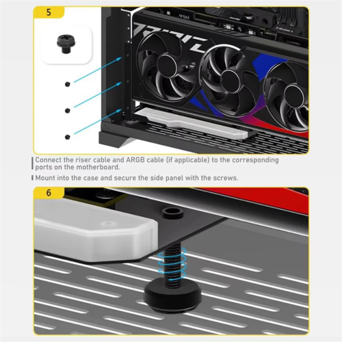 Vertical Mounting Bracket with Riser Cable Video Card Kit White 2