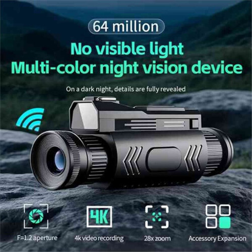 D12 4K Digital Night Vision Monocular 28X Infrared for Camping 1