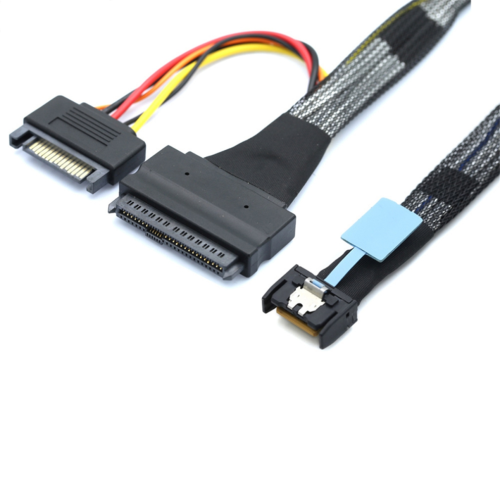 Gen5 MCIO Slimline SFF-8654 4I - SAS 8639 U.2 -sovitinkaapeli 0,5 m 2