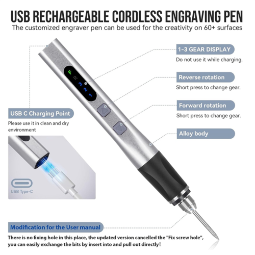 Stylo à graver rechargeable USB pour projets de bricolage A 1