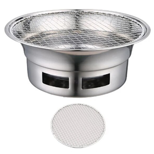 Savuton pyöreä ulkogrilli hiiligrilli hopea 1