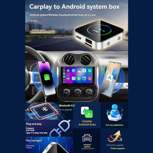 Wireless Carplay to Android AI Box Split-Screen Interaction 4+32G 2