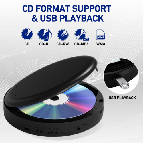 Multifunctional Discman CD Player with Bluetooth Black 1
