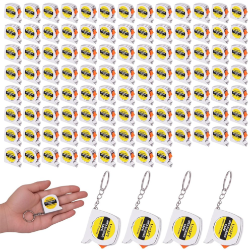 100 Pcs Mini Tape Measure Keychains 1.5 Inch Retractable