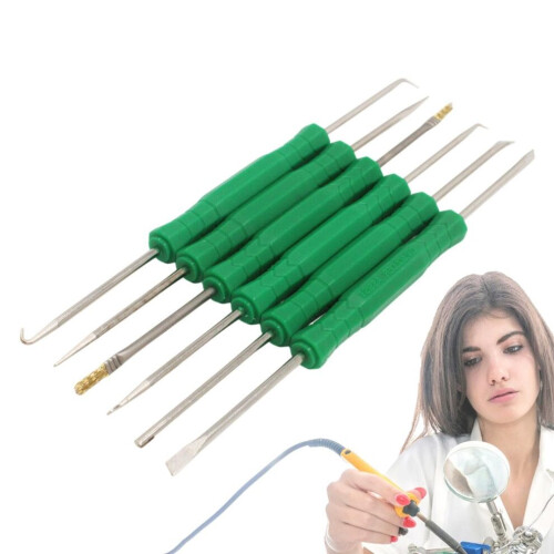 Soldering Kit for Electronics, 6-Piece Double-Sided Heating Tool Set, Professional PCB Repair Aid for