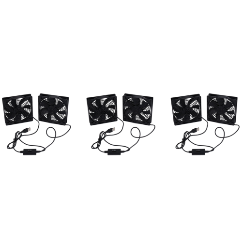Dual 120mm 5V USB Powered PC Router Fans with Speed Controller 1
