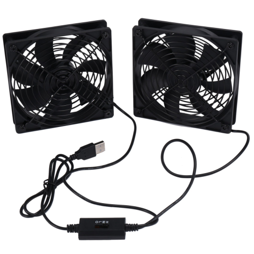 Dual 120mm 5V USB Powered PC Router Fans with Speed Controller 2
