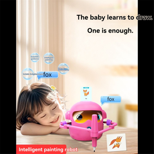 Interactive Educational Drawing Robot for Kids Learning Toy, Pink 2