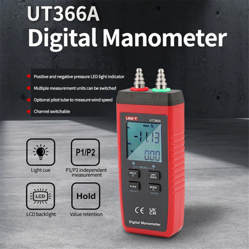 UNI-T Digital Manometer UT366A Lufttrycksmätare Mätinstrument 2