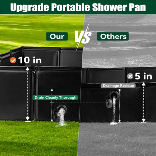 Shower Pan, Foldable Shower Base with Drain Pipe Camp Shower Mat 1