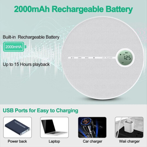 Επαναφορτιζόμενη συσκευή αναπαραγωγής CD Bluetooth, συσκευή αναπαραγω 2