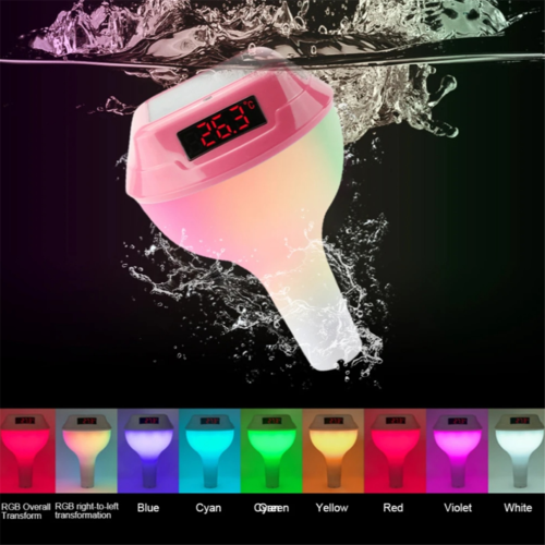 Ηλιακό θερμόμετρο πισίνας με ατμόσφαιρα RGB ανοιχτό ροζ 2