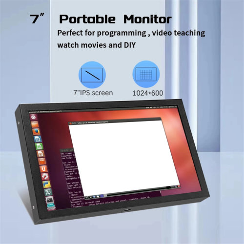 7 Inch Portable Display IPS 1024x600 LCD -Compatible VGA AV Input 2