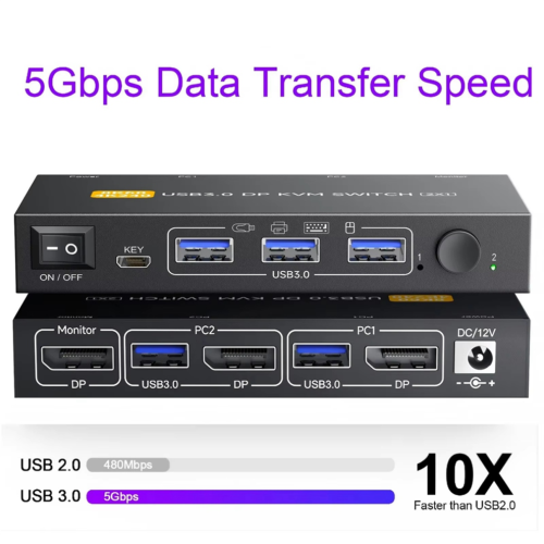 New DP KVM Switch 1 Monitors 2 Computers Displayport 8K@60Hz EU Plug 1