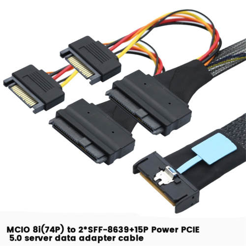 Serveradapterkabel Slimline SAS MCIO 8i 74P naar 2-SFF 8639+15P 2